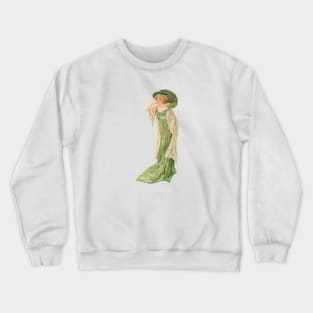 Edwardian society lady - Green Crewneck Sweatshirt